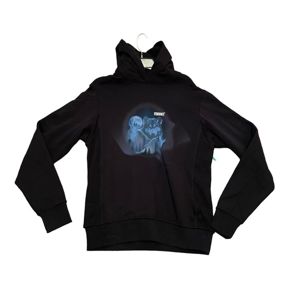 Renowned LA WOLVES AT NIGHT GRAPHIC HOODIE IN BLACK - Picture 3 of 12
